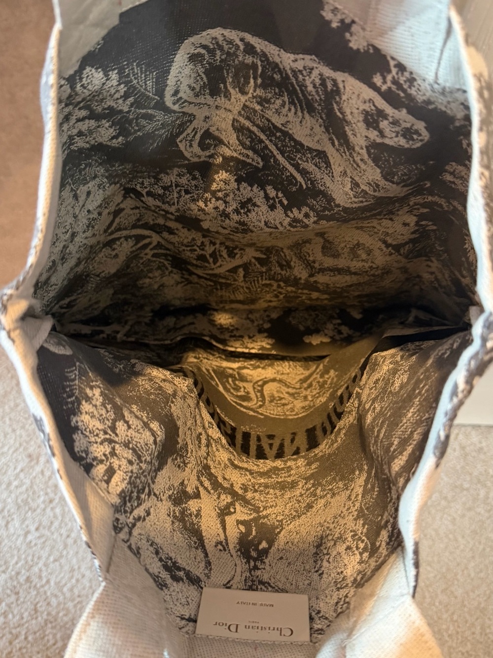 Dior Beige and Black Toile Messenger Tote - Picture 5 of 6